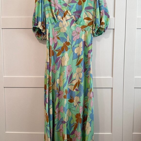 NEW Sanctuary tie back maxi dress in green/multi pattern- Size 14W (1X) - Picture 3 of 7